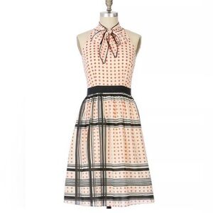 Anthropology Maeve Pink and White Halter Sundress Midi